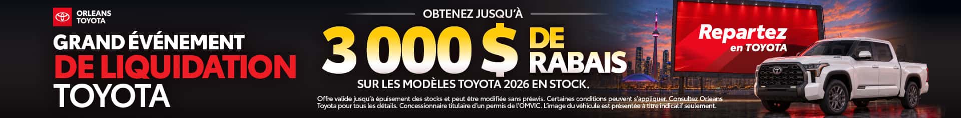Grand Evenement de liquidation toyota